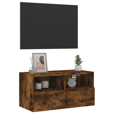 TV-seinäkaappi savutammi 60x30x30 cm tekninen puu