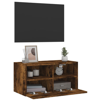 TV-seinäkaappi savutammi 60x30x30 cm tekninen puu
