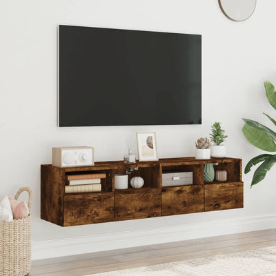 TV-seinäkaapit 2 kpl savutammi 60x30x30 cm tekninen puu