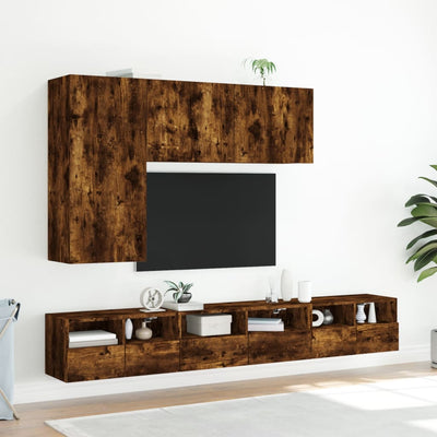 TV-seinäkaapit 2 kpl savutammi 60x30x30 cm tekninen puu