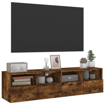 TV-seinäkaapit 2 kpl savutammi 60x30x30 cm tekninen puu