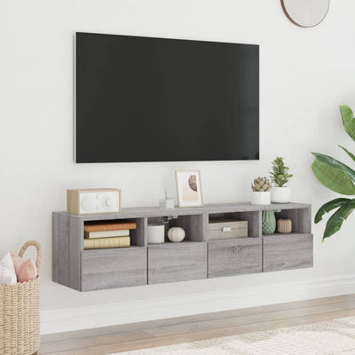 TV-seinäkaapit 2 kpl harmaa Sonoma 60x30x30 cm tekninen puu