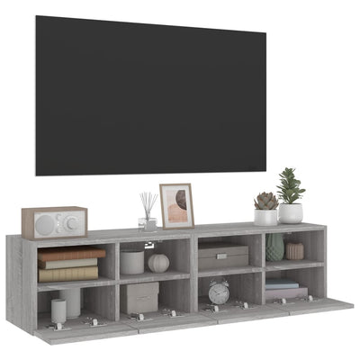 TV-seinäkaapit 2 kpl harmaa Sonoma 60x30x30 cm tekninen puu
