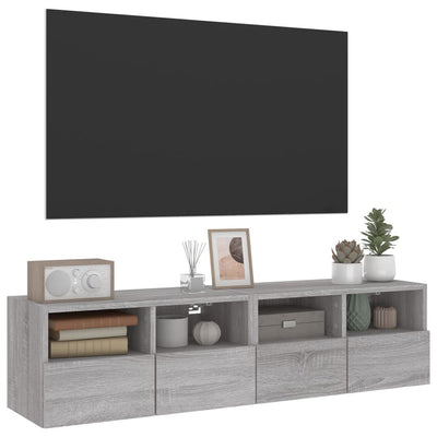 TV-seinäkaapit 2 kpl harmaa Sonoma 60x30x30 cm tekninen puu