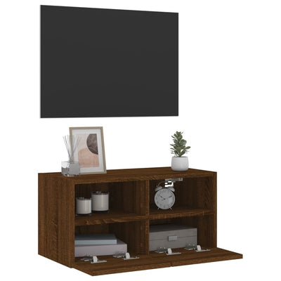 TV-seinäkaappi ruskea tammi 60x30x30 cm tekninen puu