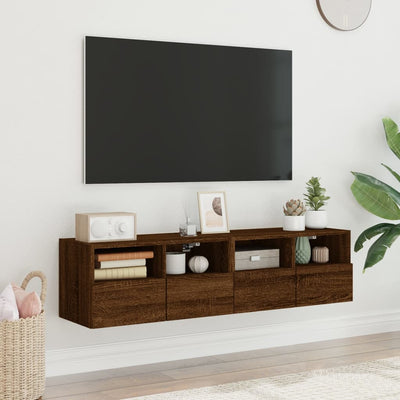 TV-seinäkaapit 2 kpl ruskea tammi 60x30x30 cm tekninen puu