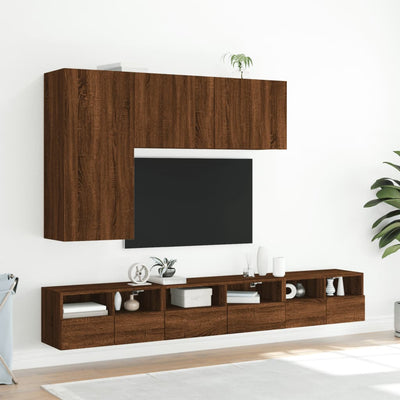 TV-seinäkaapit 2 kpl ruskea tammi 60x30x30 cm tekninen puu