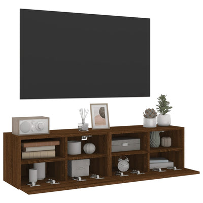 TV-seinäkaapit 2 kpl ruskea tammi 60x30x30 cm tekninen puu