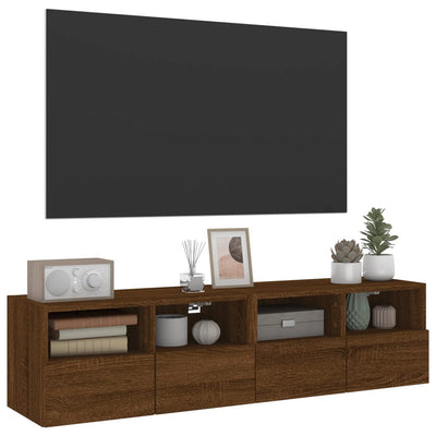 TV-seinäkaapit 2 kpl ruskea tammi 60x30x30 cm tekninen puu