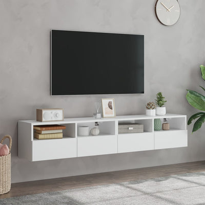 TV-seinäkaapit 2 kpl valkoinen 80x30x30 cm tekninen puu
