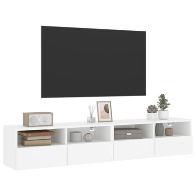 TV-seinäkaapit 2 kpl valkoinen 80x30x30 cm tekninen puu