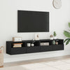 TV-seinäkaapit 2 kpl musta 80x30x30 cm tekninen puu