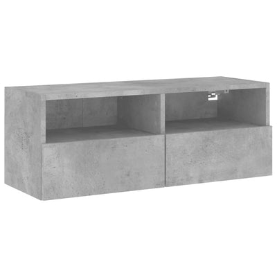 TV-seinäkaapit betoninharmaa 80x30x30 cm tekninen puu