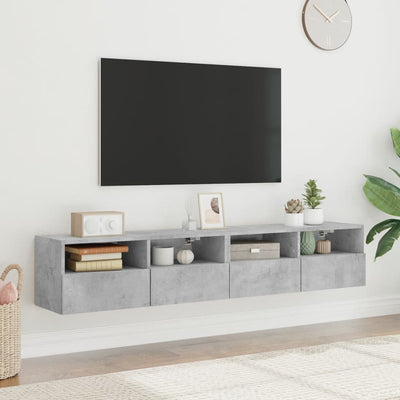 TV-seinäkaapit 2 kpl betoninharmaa 80x30x30 cm tekninen puu