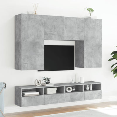 TV-seinäkaapit 2 kpl betoninharmaa 80x30x30 cm tekninen puu