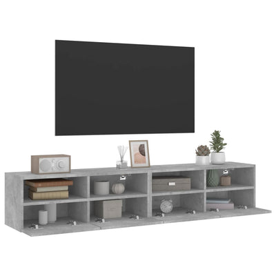 TV-seinäkaapit 2 kpl betoninharmaa 80x30x30 cm tekninen puu