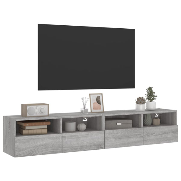 TV-seinäkaapit 2 kpl harmaa Sonoma 80x30x30 cm tekninen puu