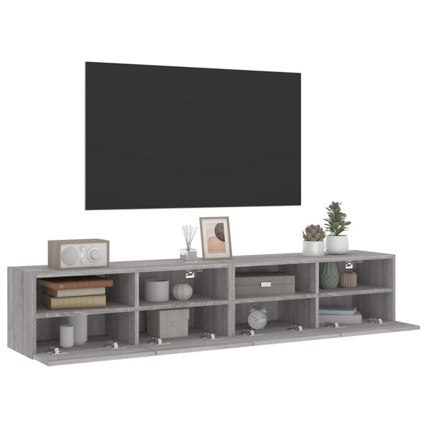 TV-seinäkaapit 2 kpl harmaa Sonoma 80x30x30 cm tekninen puu
