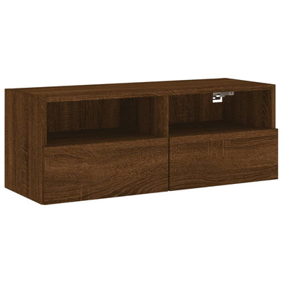 TV-seinäkaappi ruskea tammi 80x30x30 cm tekninen puu
