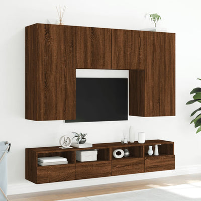 TV-seinäkaappi ruskea tammi 80x30x30 cm tekninen puu