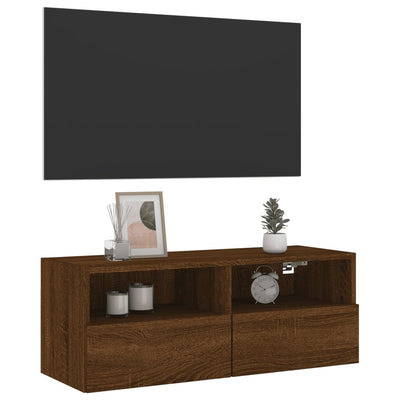 TV-seinäkaappi ruskea tammi 80x30x30 cm tekninen puu