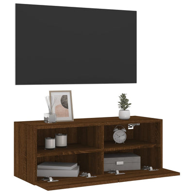 TV-seinäkaappi ruskea tammi 80x30x30 cm tekninen puu