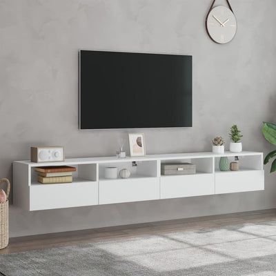 TV-seinäkaapit 2 kpl valkoinen 100x30x30 cm tekninen puu