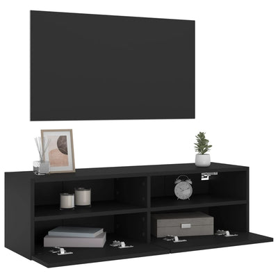 TV-seinäkaappi musta 100x30x30 cm tekninen puu