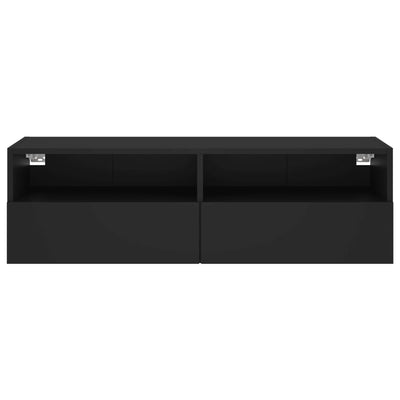 TV-seinäkaappi musta 100x30x30 cm tekninen puu