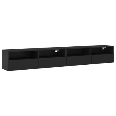 TV-seinäkaapit 2 kpl musta 100x30x30 cm tekninen puu