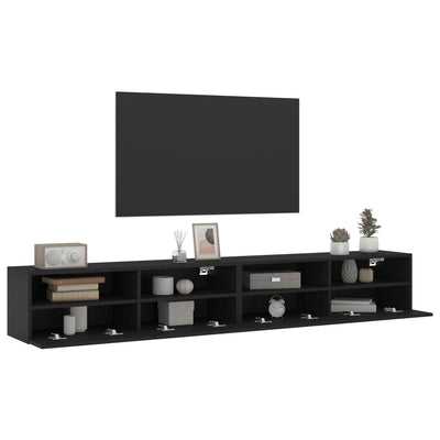 TV-seinäkaapit 2 kpl musta 100x30x30 cm tekninen puu