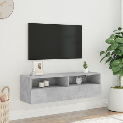 TV-seinäkaappi betoninharmaa 100x30x30 cm tekninen puu