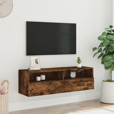 TV-seinäkaappi savutammi 100x30x30 cm tekninen puu