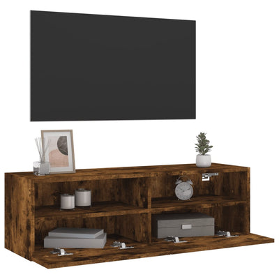 TV-seinäkaappi savutammi 100x30x30 cm tekninen puu