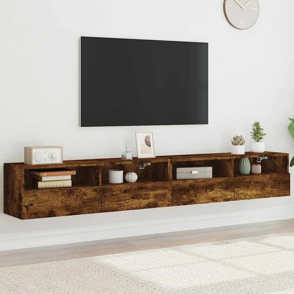 TV-seinäkaappi 2 kpl savutammi 100x30x30 cm tekninen puu