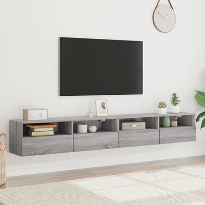 TV-seinäkaapit 2 kpl harmaa Sonoma 100x30x30 cm tekninen puu