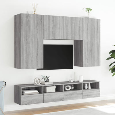 TV-seinäkaapit 2 kpl harmaa Sonoma 100x30x30 cm tekninen puu
