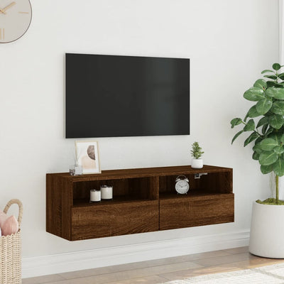 TV-seinäkaappi ruskea tammi 100x30x30 cm tekninen puu
