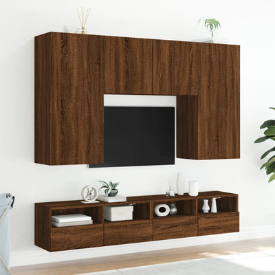 TV-seinäkaappi ruskea tammi 100x30x30 cm tekninen puu
