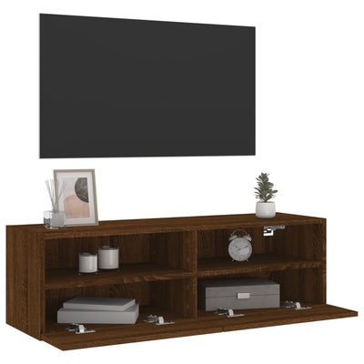 TV-seinäkaappi ruskea tammi 100x30x30 cm tekninen puu