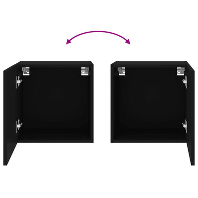 TV-seinäkaapit 2 kpl musta 40,5x30x40 cm tekninen puu