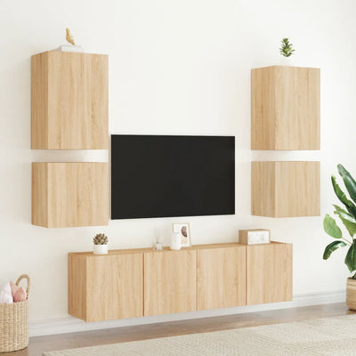 TV-seinäkaapit 2 kpl Sonoma-tammi 40,5x30x40 cm tekninen puu
