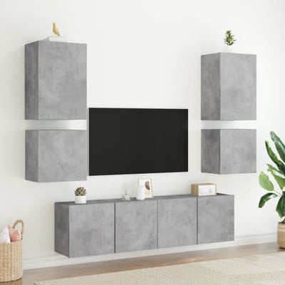 TV-seinäkaapit 2 kpl betoninharmaa 40,5x30x40 cm tekninen puu