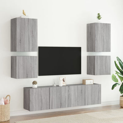 TV-seinäkaapit 2 kpl harmaa Sonoma 40,5x30x40 cm tekninen puu