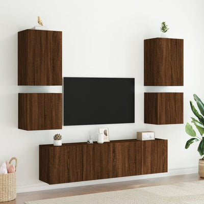 TV-seinäkaappi ruskea tammi 40,5x30x40 cm tekninen puu