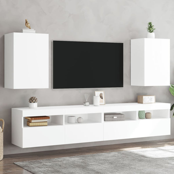 TV-seinäkaapit 2 kpl valkoinen 40,5x30x60 cm tekninen puu