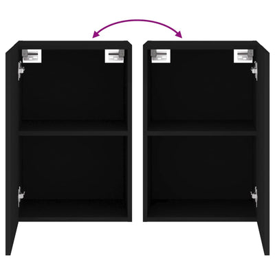 TV-seinäkaapit 2 kpl musta 40,5x30x60 cm tekninen puu