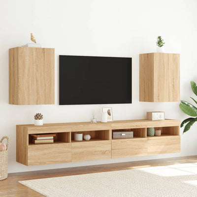 TV-seinäkaapit 2 kpl Sonoma-tammi 40,5x30x60 cm tekninen puu