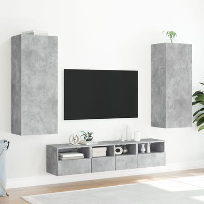 TV-seinäkaappi betoninharmaa 40,5x30x102 cm tekninen puu