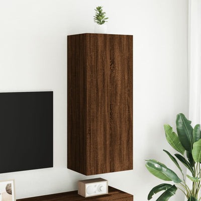 TV-seinäkaappi ruskea tammi 40,5x30x102 cm tekninen puu